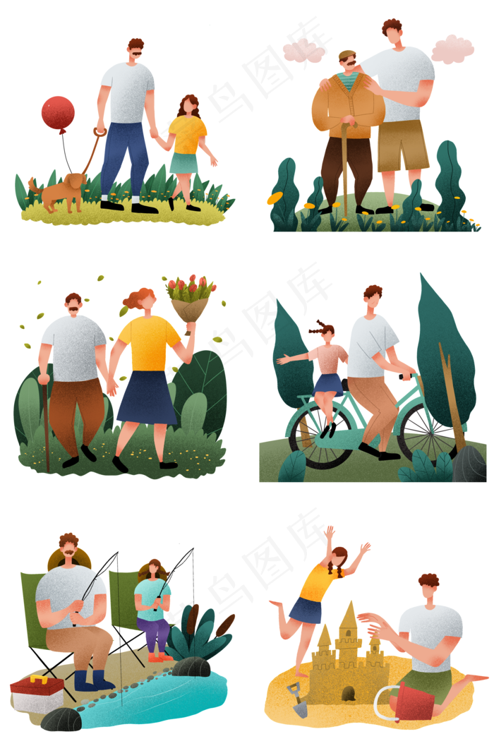 扁平肌理人物合集(2000X3020(DPI:300))psd模版下载
