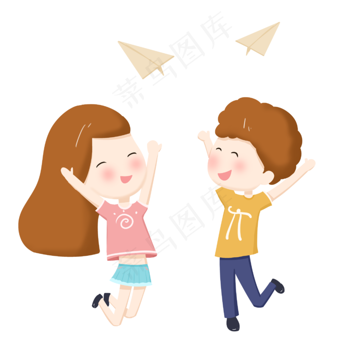 六一儿童节男孩女孩纸飞机