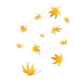 唯美飘浮素材飘落的枫叶金色树叶,免抠元素