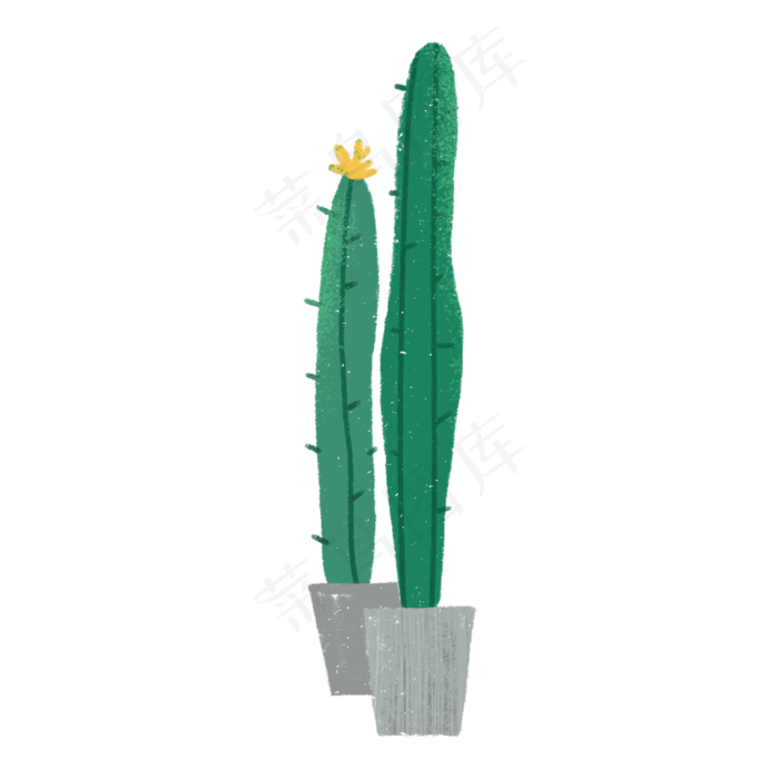 手绘绿色植物仙人掌,免抠元素