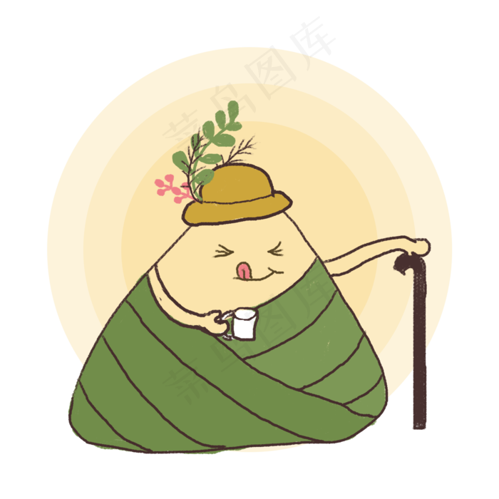 端午节喝茶的粽子(2000X2000(DPI:300))psd模版下载