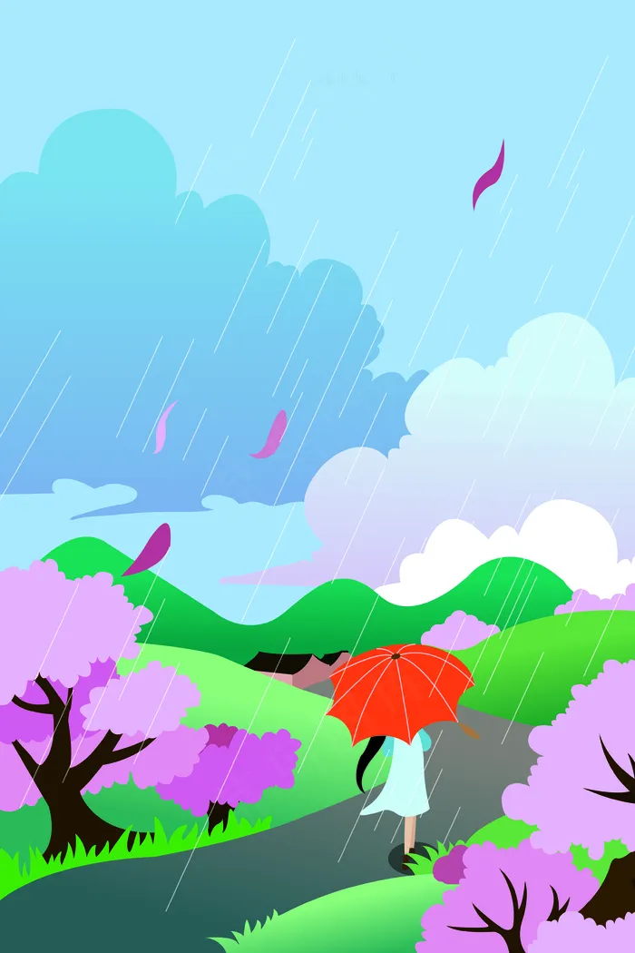 扁平风清明节谷雨春天配图(3545*5315px 300 dpi )ai矢量模版下载