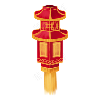 卡通元宵节装饰灯笼图案之八宝灯,免抠元素