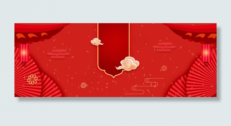 红色喜庆祥云浮雕谢师宴庆祝banner