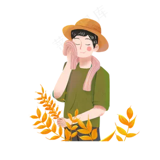 芒种收小麦农民png素材