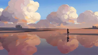 暖色系水彩风治愈场景