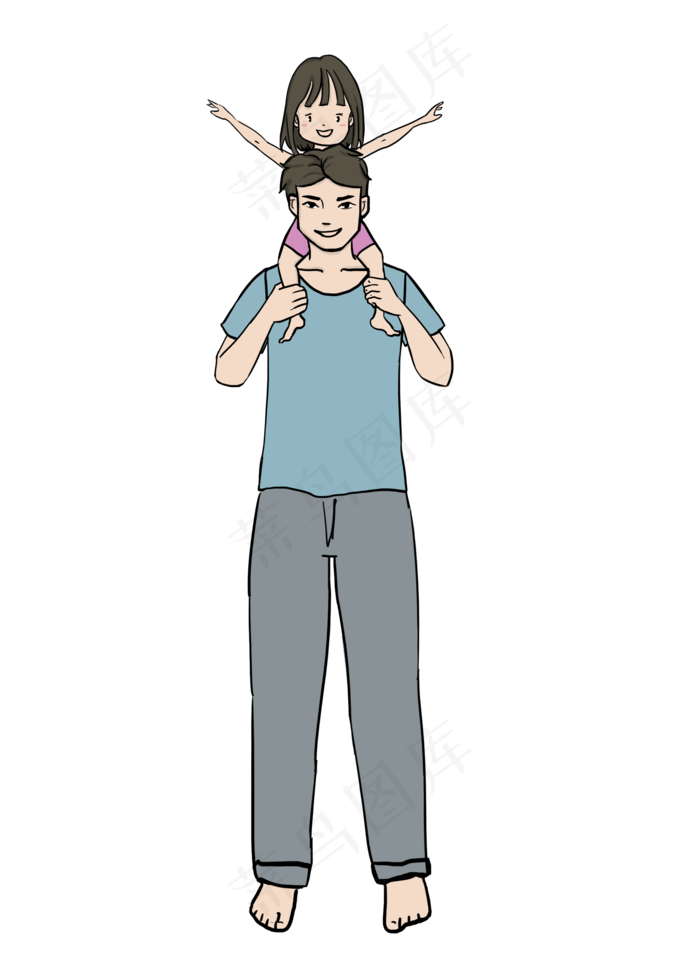 孩子骑在爸爸的脖子上