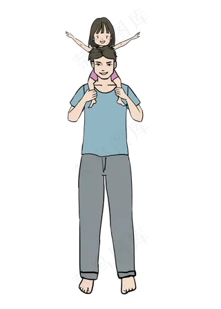 孩子骑在爸爸的脖子上