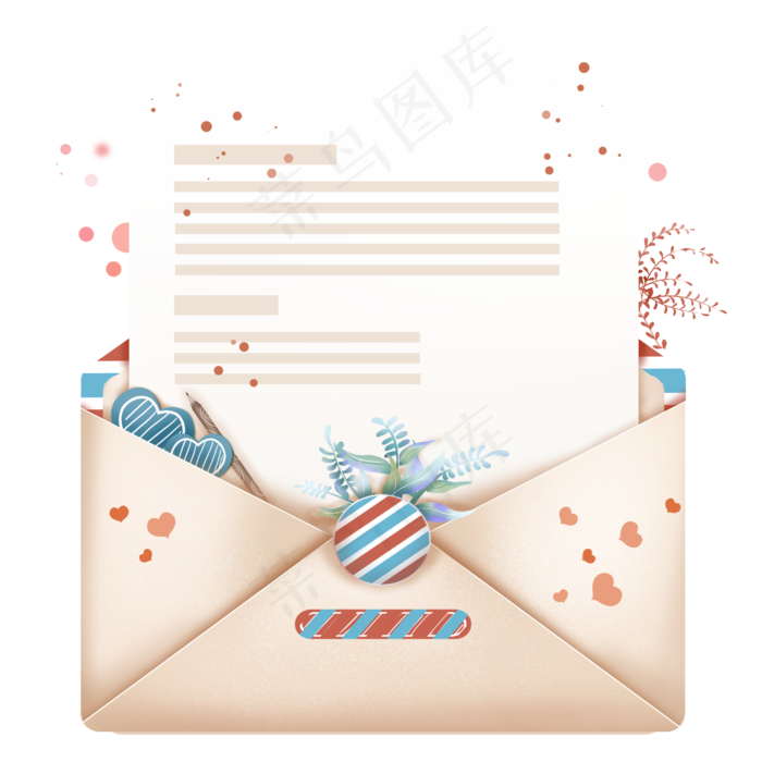 打开的邀请函信封,免抠元素