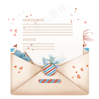 打开的邀请函信封,免抠元素