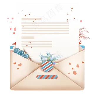 打开的邀请函信封,免抠元素