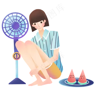 大暑乘凉女孩