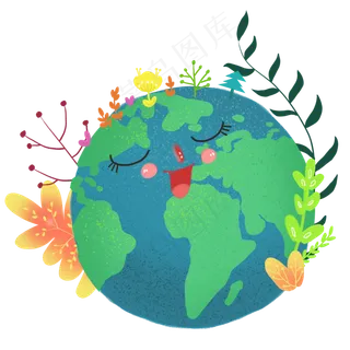 卡通绿色世界地球日,免抠元素