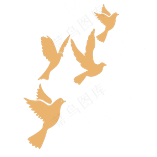 橙色手绘简约鸽子