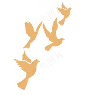 橙色手绘简约鸽子