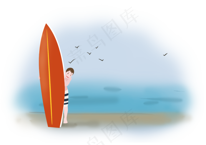 夏日海边冲浪儿童(4961X3508(DPI:300))psd模版下载