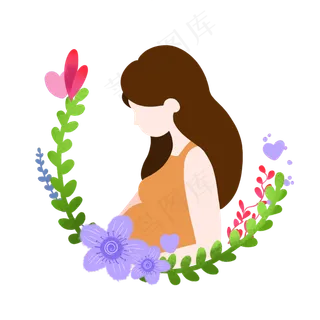 母亲节孕妇花环元素