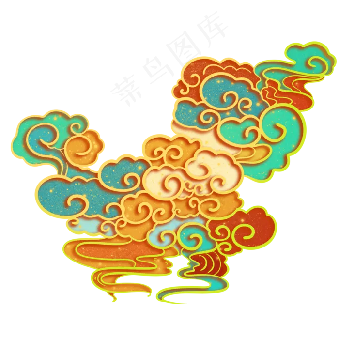 国潮七彩祥云(2500X2500(DPI:300))psd模版下载