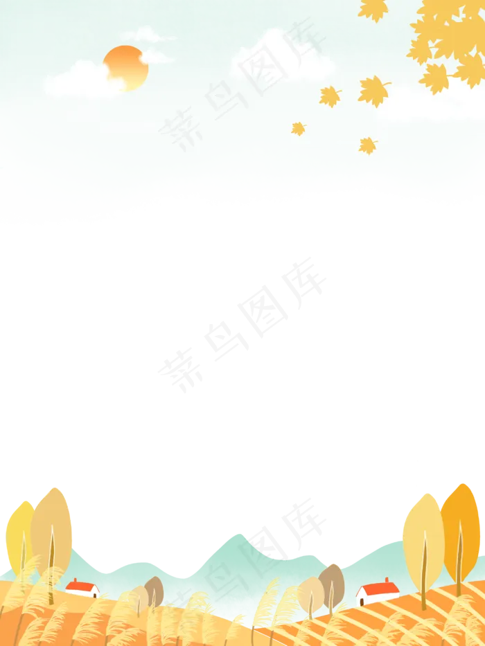 秋日景色落叶装饰边框,免抠元素(3000X4000(DPI:300))psd模版下载