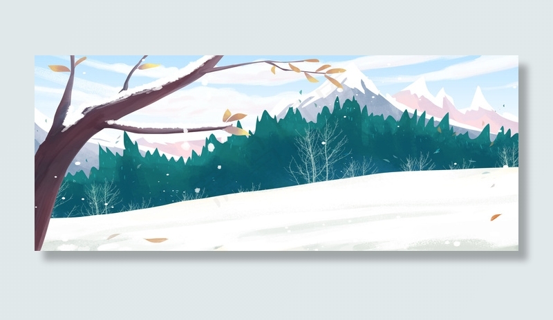 冬季雪山树林郊外风景