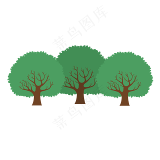 卡通树林绿树装饰图案元素