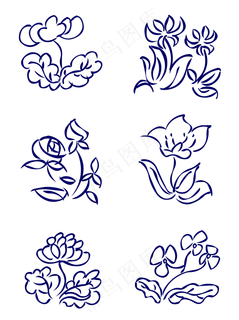 手绘花简笔画小素花素材