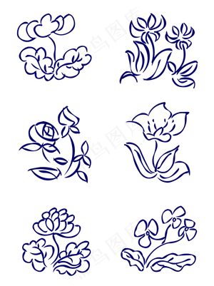 手绘花简笔画小素花素材
