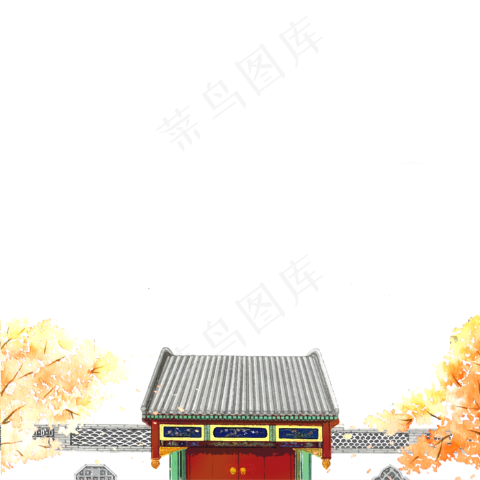 中国古典建筑民宅大门落叶装饰边,免抠元素
