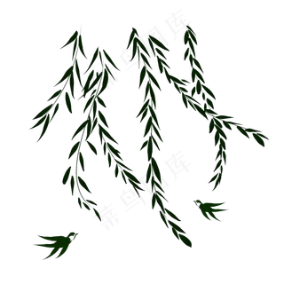 清明柳树飘春风装饰