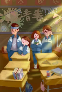 青春毕业季暖色调阳光校园校服学生