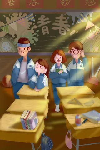 青春毕业季暖色调阳光校园校服学生