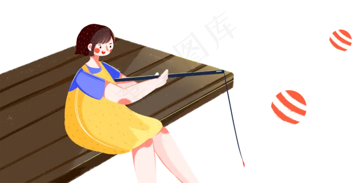 女孩河边钓鱼(2000X1042(DPI:300))psd模版下载