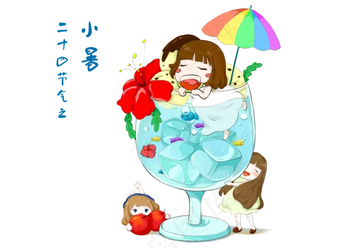 小暑炎热夏季玻璃杯沙滩冰淇淋素(4093X2894(DPI:350))psd模版下载
