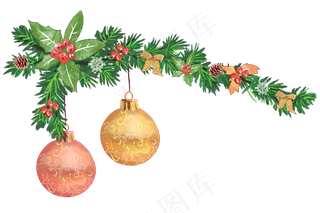 圣诞节彩球装饰,免抠元素