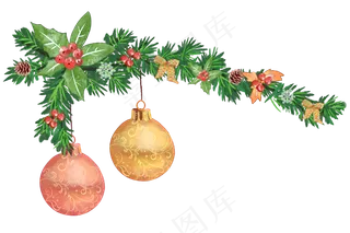 圣诞节彩球装饰,免抠元素