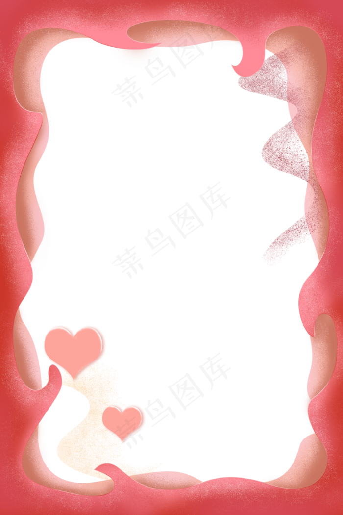 情人节粉红色立体剪纸边框PNG,免抠元素(3543X5315(DPI:300))psd模版下载