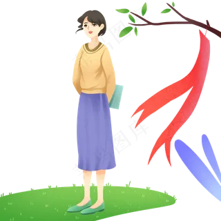 春分手拿书本的小女孩,免抠元素