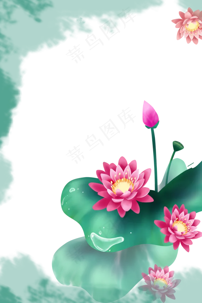 新年荷花年画(2000X3000(DPI:300))psd模版下载