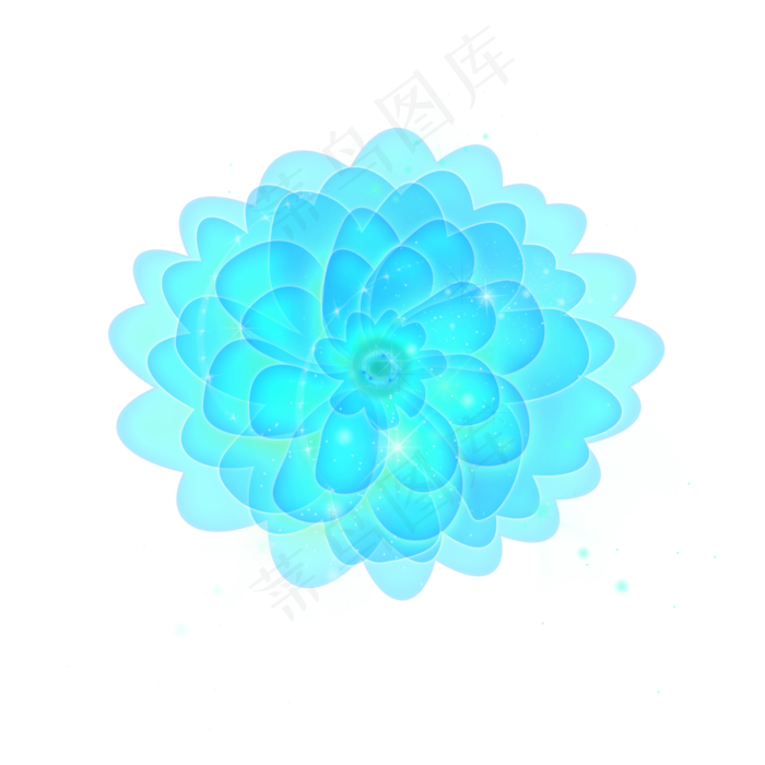 科技炫酷发光蓝色荧光花效果免扣(2000X2000(DPI:300))psd模版下载