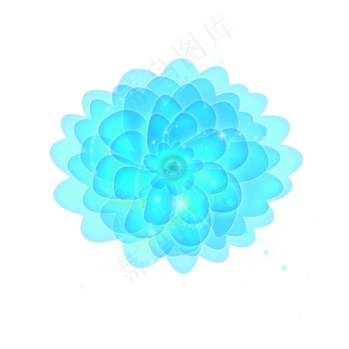 科技炫酷发光蓝色荧光花效果免扣(2000X2000(DPI:300))psd模版下载