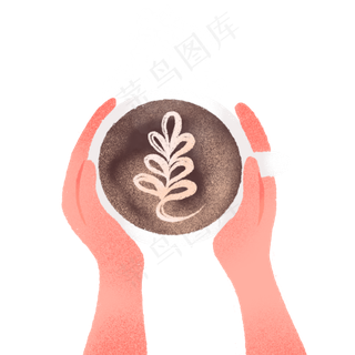 手绘可爱手捧咖啡