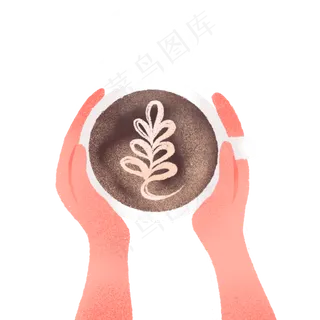 手绘可爱手捧咖啡