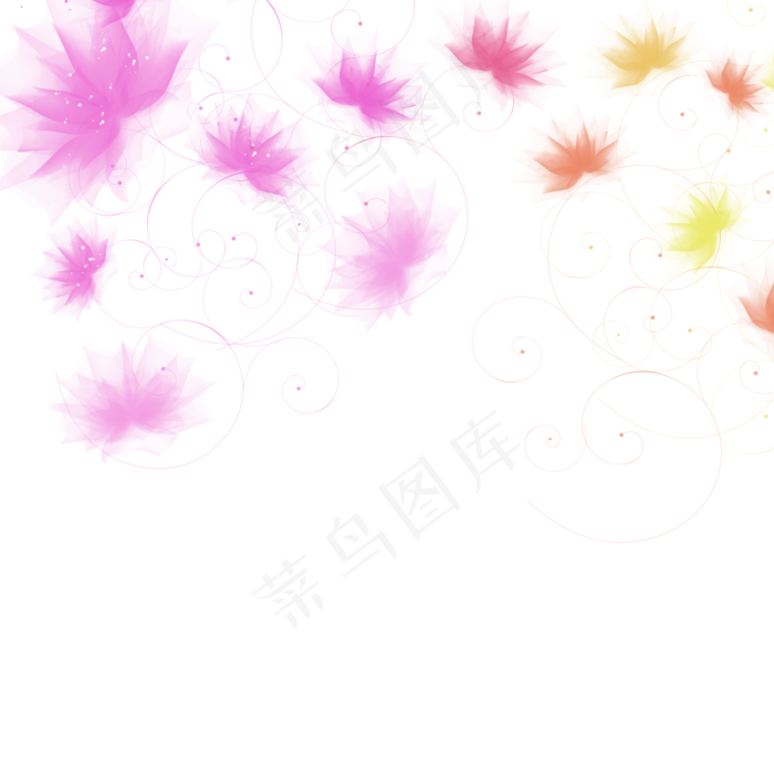 荷花装饰图案飘忽(2000X2000(DPI:300))psd模版下载