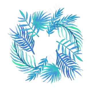 夏季夏天夏至水墨绿叶免扣素材