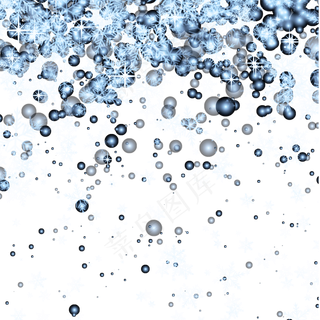 蓝色雪花飘浮元素,免抠元素