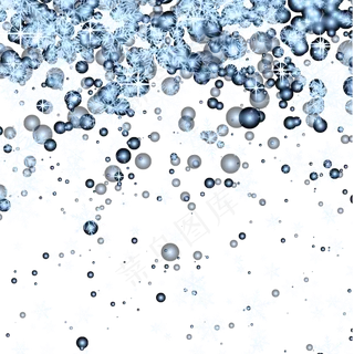 蓝色雪花飘浮元素,免抠元素