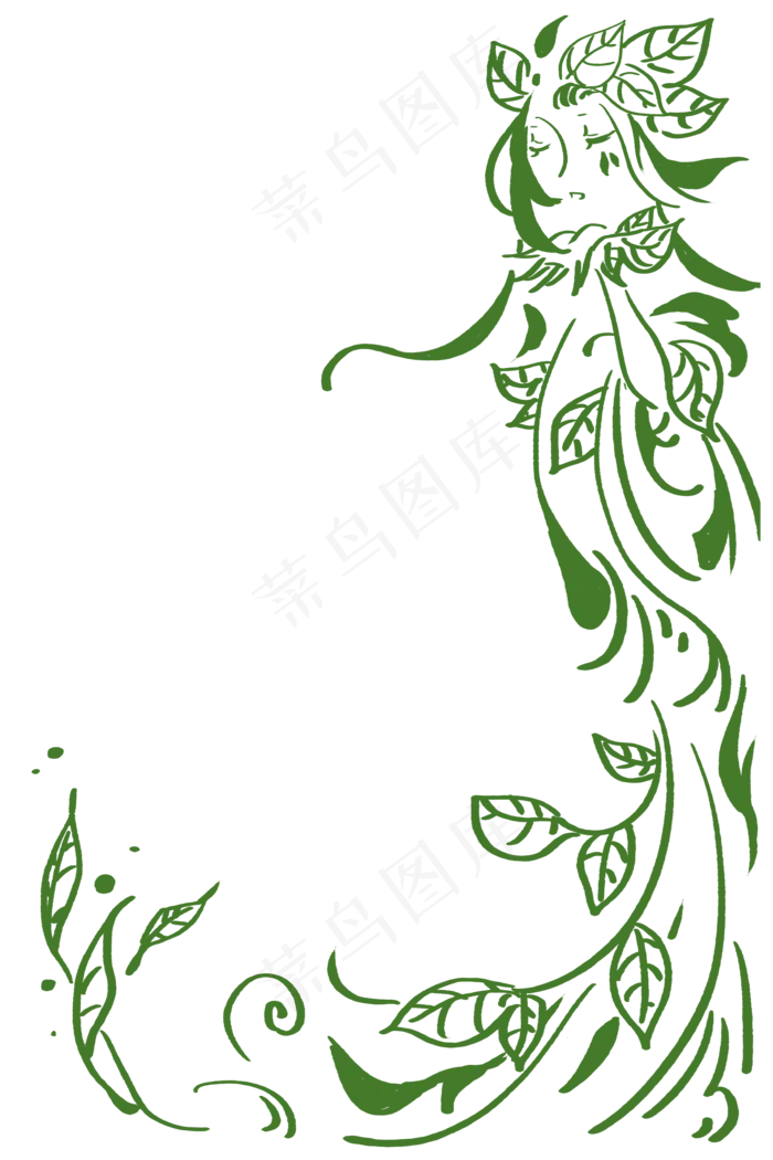 绿色自然风叶子边框(3545X5315(DPI:300))psd模版下载