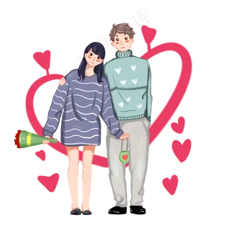 情人节男生追送女孩玫瑰花