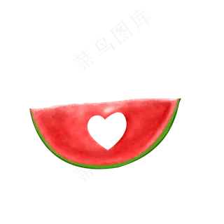 红色新鲜水果果蔬爱心西瓜手绘免
