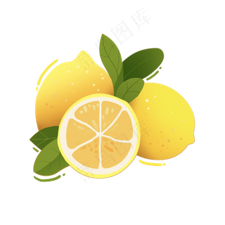 手绘平面新鲜柠檬png免抠